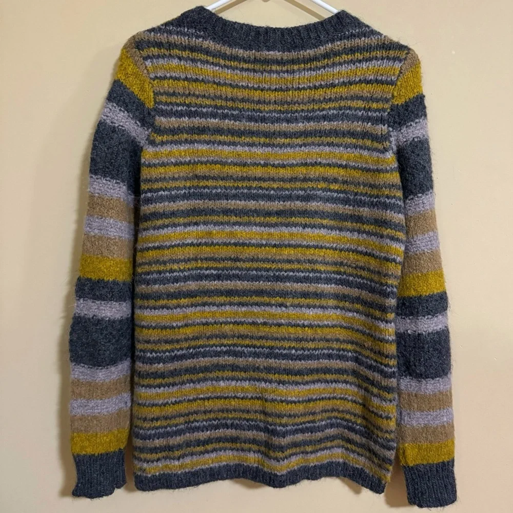 Elizabeth & James Slouchy Striped Knit Sweater in Yellow/Gray Size XS